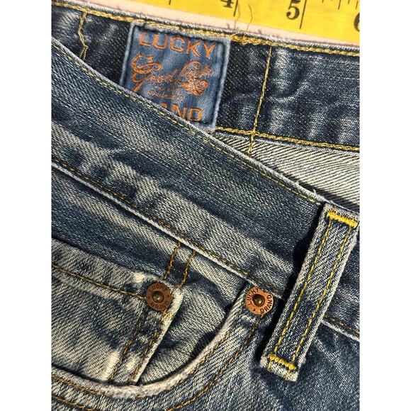 Vintage Lucky Brand Jeans Size 32 90’s Blue Fade Dungarees Cloverleaf Made USA - Picture 5 of 12